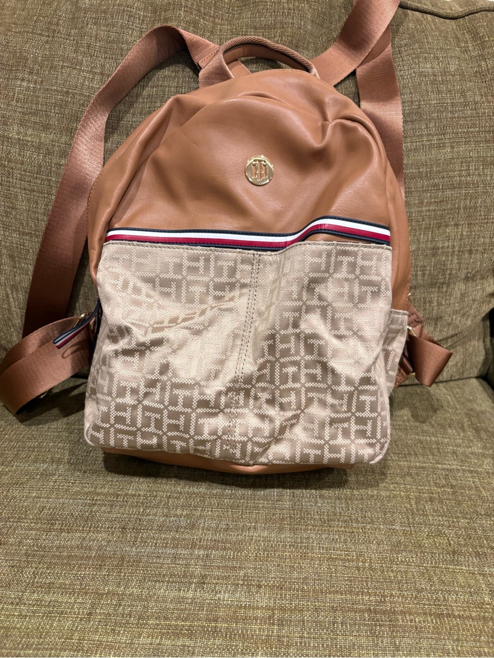 Tommy Hilfiger Jaden Tan Monogram Jacquard
Mini Backpack Bag